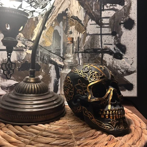 Decorative Black and Gold Skull Accent - Picture 4 of 9